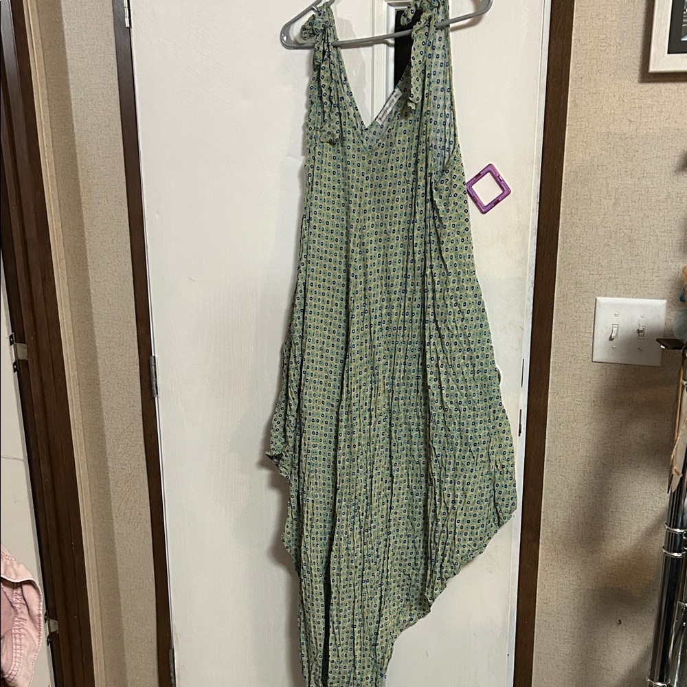 Chic Green Patterned Women's Jumpsuit